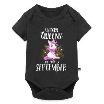 UNICORN QUEENS ARE BORN IN SEPTEMBER - Baby Premium short-sleeve bodysuit - black - Front