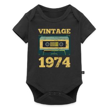 Vintage 1974 Retro Birth Year Birthday Gift Idea - Baby Premium short-sleeve bodysuit - black - Front
