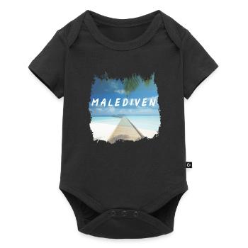 Îles Maldives Vacances Mer Palmiers Voyage Cadeau - Body à manches courtes Premium Bébé - noir - Devant