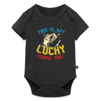Fishing Lucky Fish Fisherman Angler - Baby Premium short-sleeve bodysuit - black - Front
