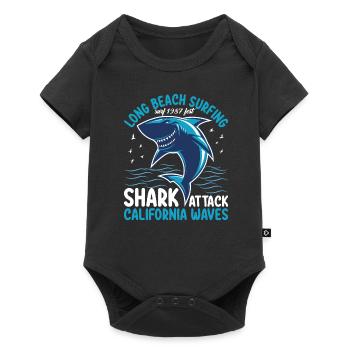 Long Beach Surfing Shark Attack California Waves - Baby Premium Kurzarmbody - Schwarz - Vorne