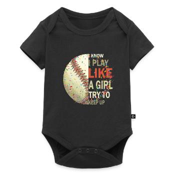 Jouer au baseball filles plaisir au softball sport - Body à manches courtes Premium Bébé - noir - Devant