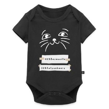 80 Prozent Baumwolle 20 Prozent KatzenHaare - Baby Premium Kurzarmbody - Schwarz - Vorne