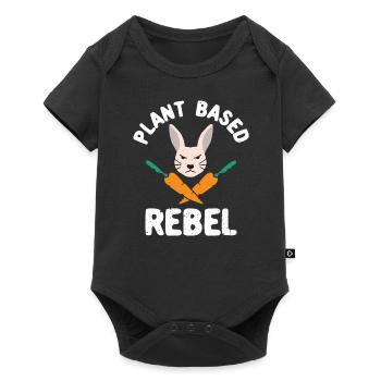 Lapin rebelle à base de plantes Drôle de Pâques Végétalien - Body à manches courtes Premium Bébé - noir - Devant