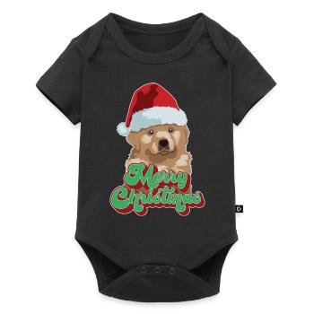 Cadeau de Noël Mignon Drôle de chien Chapeau de Père Noël Joyeux Noël - Body à manches courtes Premium Bébé - noir - Devant