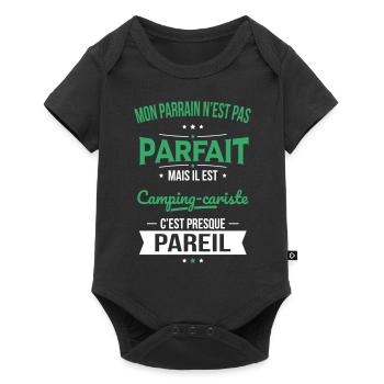 Mon parrain n'est pas parfait - Camping-cariste - Body à manches courtes Premium Bébé - noir - Devant