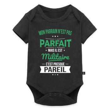 Mon parrain n'est pas parfait - Militaire - Body à manches courtes Premium Bébé - noir - Devant