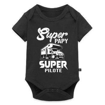 papy camping car cadeau grand parents - Body à manches courtes Premium Bébé - noir - Devant