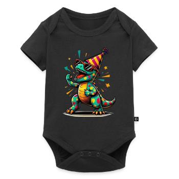 Dino de fête - Body à manches courtes Premium Bébé - noir - Devant