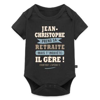 Jean-Christophe humour retraite cadeau retraité - Body à manches courtes Premium Bébé - noir - Devant