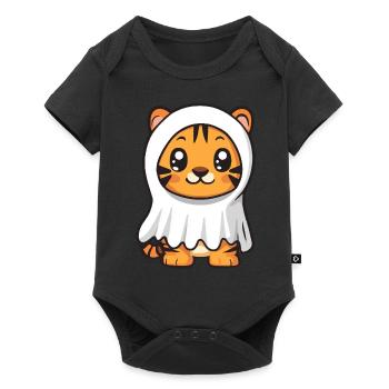Tigre Halloween Bande dessinée Fantôme - Body à manches courtes Premium Bébé - noir - Devant
