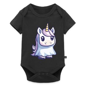 Licorne Halloween Bande dessinée Fantôme - Body à manches courtes Premium Bébé - noir - Devant
