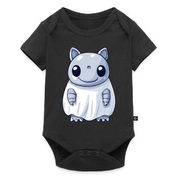Gürteltier Halloween Comic Geist - Baby Premium Kurzarmbody - Schwarz - Vorne