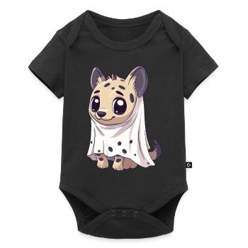 Hyène Halloween Bande dessinée Fantôme - Body à manches courtes Premium Bébé - noir - Devant