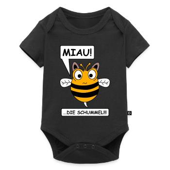 Miau | Katze, Hummel, Tierschutz, lustige Bilder - Baby Premium Kurzarmbody - Schwarz - Vorne