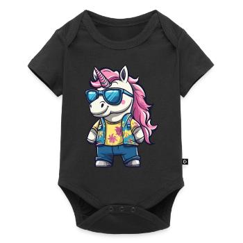 Unicorn Funny Summer - Baby Premium short-sleeve bodysuit - black - Front