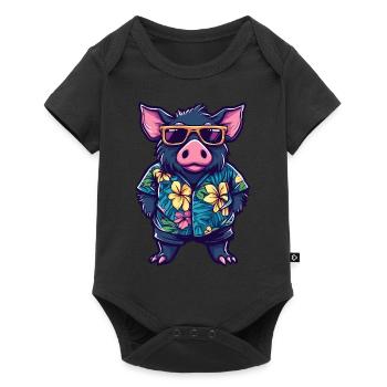 Cochon Été Sanglier - Body à manches courtes Premium Bébé - noir - Devant