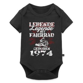 Lebende Legende Mountainbiker 1974 Geboren Fahrrad - Baby Premium Kurzarmbody - Schwarz - Vorne