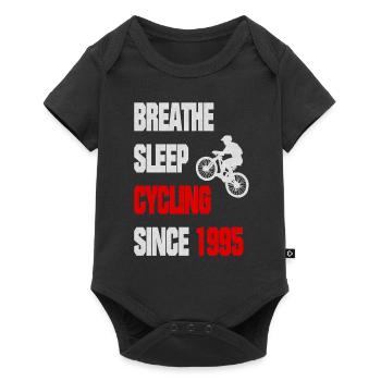 1995 Cycliste né Aime Son Vélo - Body à manches courtes Premium Bébé - noir - Devant