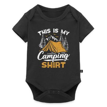 Camping Zelt Berge Wandern Camper - Baby Premium Kurzarmbody - Schwarz - Vorne