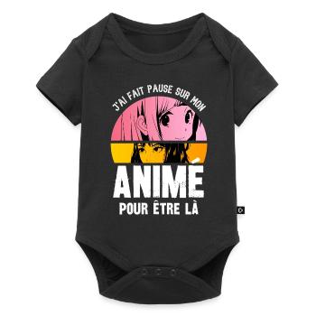 j'ai fait pause sur mon animé - Body à manches courtes Premium Bébé - noir - Devant