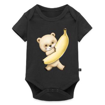 Der Bär und die Riesenbanane - Baby Premium Kurzarmbody - Schwarz - Vorne