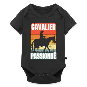 cavalier passionné - Body à manches courtes Premium Bébé - noir - Devant