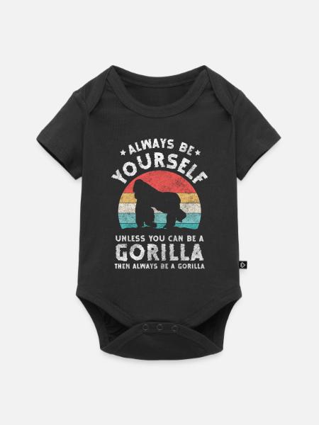 Affe Silberrücken Sport - Baby Premium Kurzarmbody - Schwarz