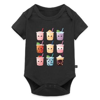 Kawaii Bubble Tea Boba Tea - Baby Premium Kurzarmbody - Schwarz - Vorne