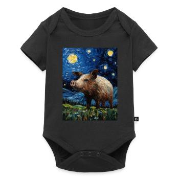 Sanglier, Van Gogh, Style Nuit Étoilée - Body à manches courtes Premium Bébé - noir - Devant