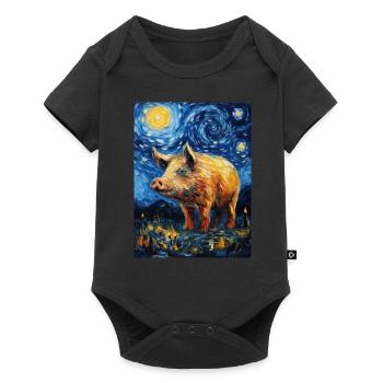 Sanglier, Van Gogh, Style Nuit Étoilée - Body à manches courtes Premium Bébé - noir - Devant