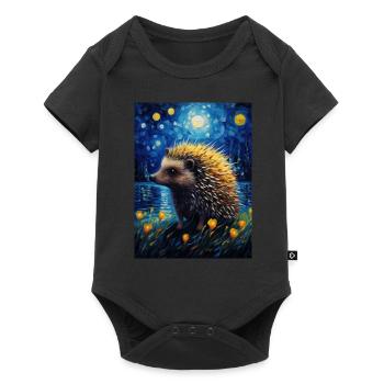Hedgehog, Van Gogh, Starry Night, Animal - Baby Premium short-sleeve bodysuit - black - Front
