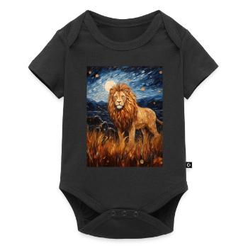 Lion, Van Gogh, Nuit Étoilée, Animal, Lions - Body à manches courtes Premium Bébé - noir - Devant