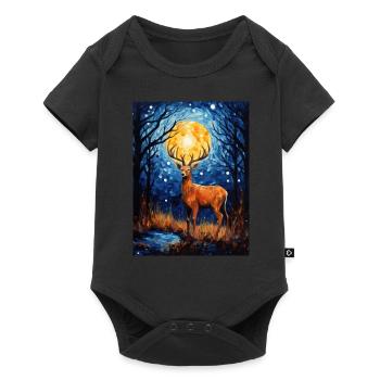 Deer, Van Gogh, Starry Night, Animal - Baby Premium short-sleeve bodysuit - black - Front