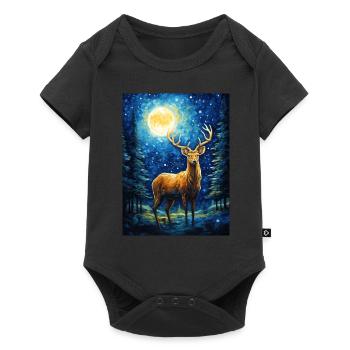 Deer, Van Gogh, Starry Night, Animal - Baby Premium short-sleeve bodysuit - black - Front