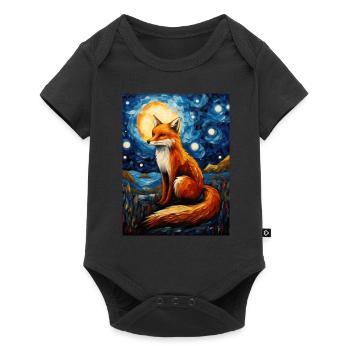 fuchs, Sternennacht, Van Gogh, Style - Baby Premium Kurzarmbody - Schwarz - Vorne