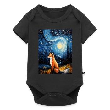 fuchs, Sternennacht, Van Gogh, Style - Baby Premium Kurzarmbody - Schwarz - Vorne