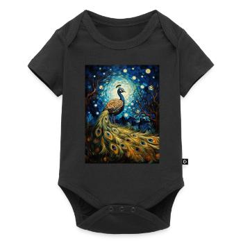 Peacock, Van Gogh, Starry Night, Animal, Bird - Baby Premium short-sleeve bodysuit - black - Front