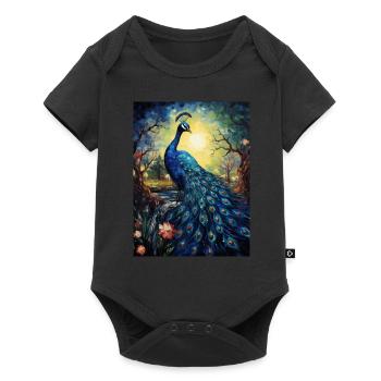 Peacock, Van Gogh, Starry Night, Animal - Baby Premium short-sleeve bodysuit - black - Front