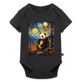 Panda Van Gogh Ciel étoilé Style - Body à manches courtes Premium Bébé - noir - Devant