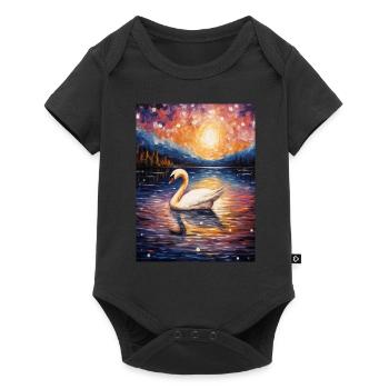 Cygne, Van Gogh, Nuit Étoilée, Animal, Oiseau - Body à manches courtes Premium Bébé - noir - Devant