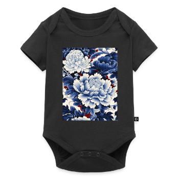 Motif floral en porcelaine chinoise - Body à manches courtes Premium Bébé - noir - Devant