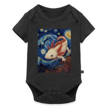 Axolotl, Van Gogh, Style, Nuit Étoilée - Body à manches courtes Premium Bébé - noir - Devant