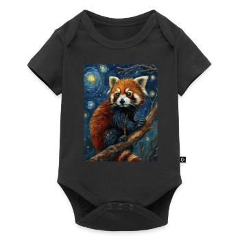 Panda Roux, Van Gogh, Style - Body à manches courtes Premium Bébé - noir - Devant