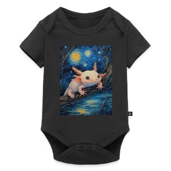 axolotl, van gogh, sternennacht - Baby Premium Kurzarmbody - Schwarz - Vorne