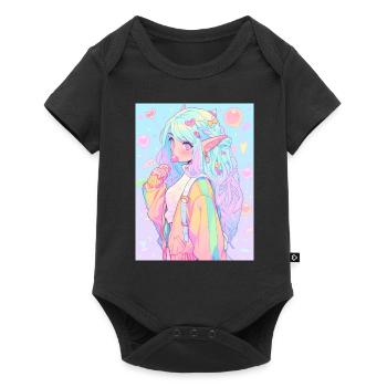 Anime, Fille d’anime, Fille d’anime, Elfe - Body à manches courtes Premium Bébé - noir - Devant