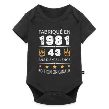 Fabriqué En 1981 Né En 1981 43 Ans Anniversaire - Body à manches courtes Premium Bébé - noir - Devant