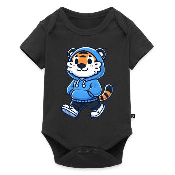 Cool Tiger Mascot in Blue Hoodie - Baby Premium short-sleeve bodysuit - black - Front