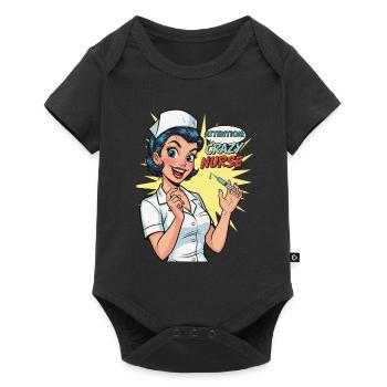 Lustige Retro Krankenschwester mit Spritze - Baby Premium Kurzarmbody - Schwarz - Vorne