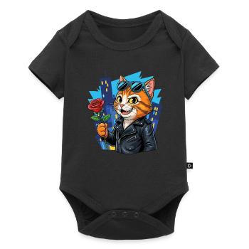 Cool Cat with Rose – Charm Offensive! - Baby Premium short-sleeve bodysuit - black - Front